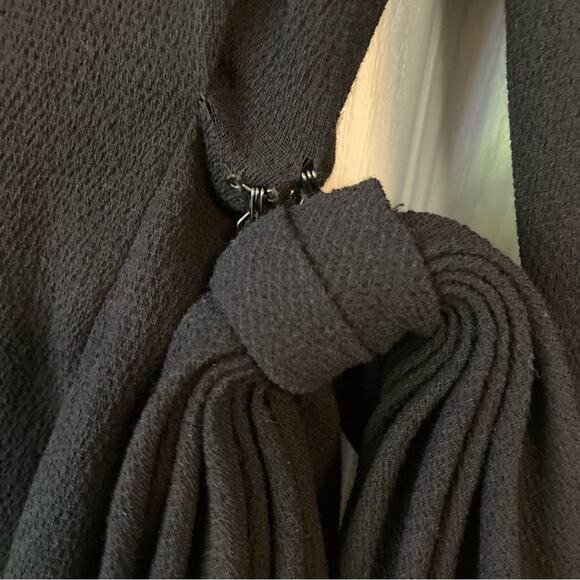 NWOT Vintage DONNA KARAN BLACK LABEL Blazer Jacket M Black Wool Bow Shoulder-Pad - Picture 5 of 5